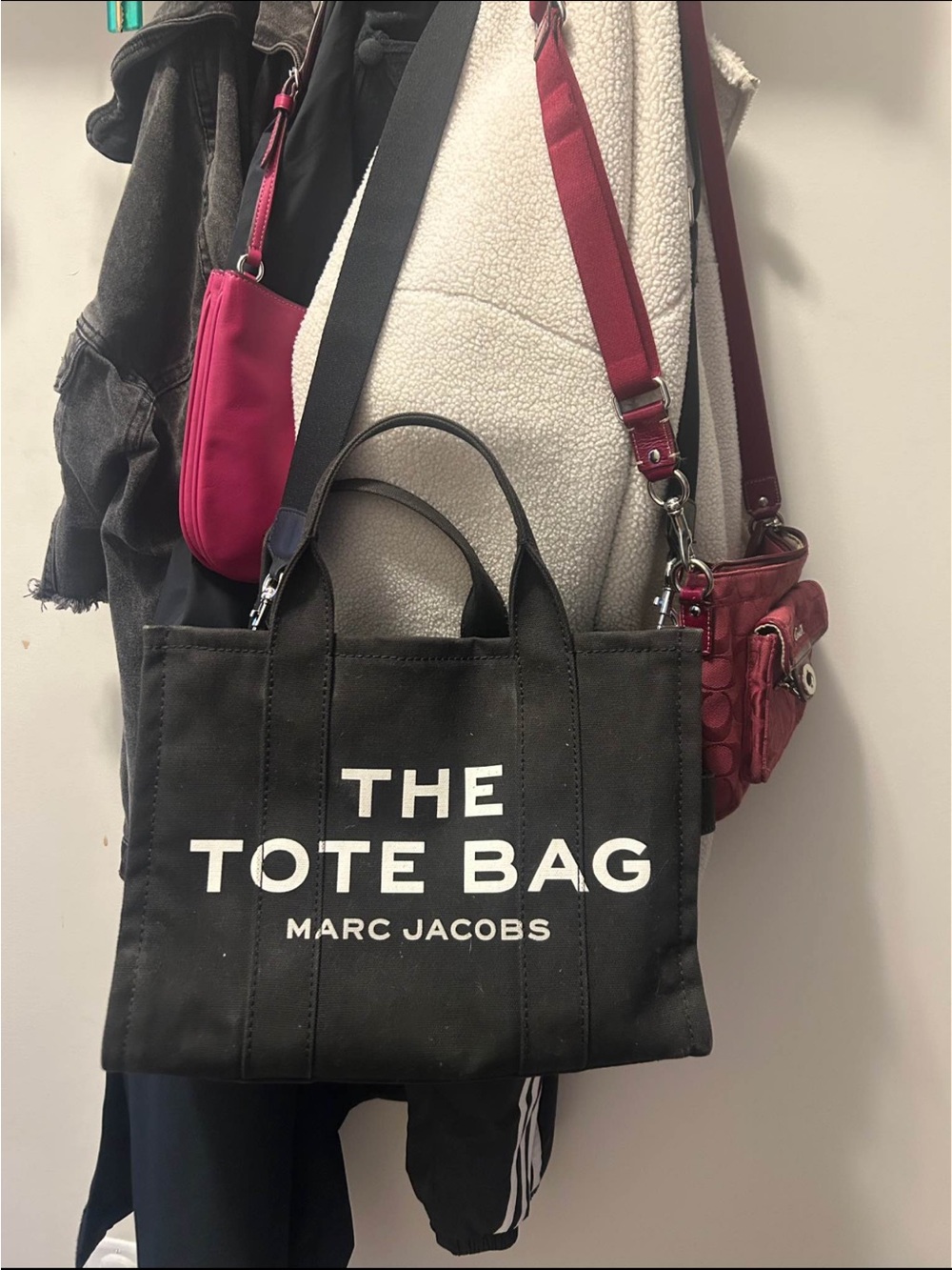 Marc Jacobs Black Canvas 'The Tote Bag' with White Logo